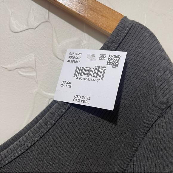 NWT American Eagle charcoal scoop-neck ribbed bodysuit (XXL) - Picture 5 of 7